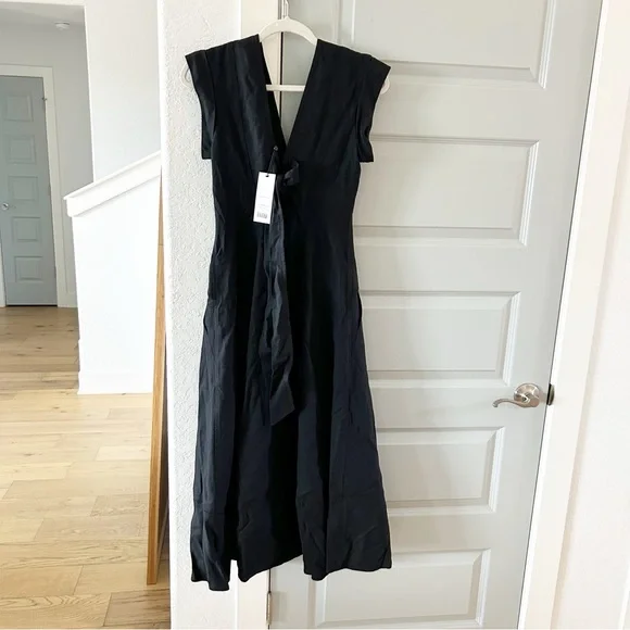 NWT Me + Em Tailored Flare Midi Dress Black - Picture 6 of 7